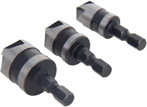 Utoolmart Countersink Drill Bit Set 12mm 16mm 19mm Dia 1/4 Hex Shank 90 Degree 5 Flute Chamfer Tool for Woodworking Carbon Steel 3pcs