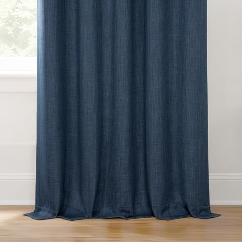 HPD Half Price Drapes - Grommet Faux Linen Curtains for Living Room (1 Panel) - 50W X 96L - Textured Room Darkening Curtains for Bedroom 96 Inches Long - Drapes for Home Decor, Nightfall Navy by HPD Half Price Drapes - Image 8