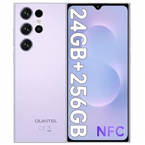 OUKITEL C61 Pro Smartphone ohne Vertrag, Android 15 Handy mit 24GB RAM 256GB ROM, 6,88 Zoll HD+ 90Hz Display, 5150mAh Akku, 4G Dual SIM Handy, NFC, 13MP Kamera, Fingerabdruck, 1TB TF,Violett