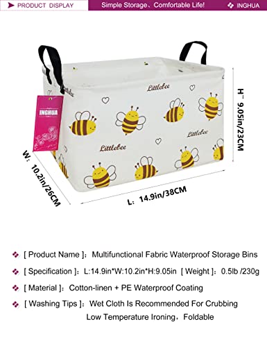 Image of Rectangular Storage Basket Fabric Organizer Bin for Toys,Books,Clothes,Gifts,Pets-Perfect for Home,Office,Nursery,Dorm,Shelf(Rec-Bee )