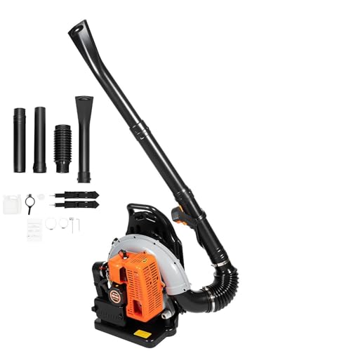 HUOMMGS 65CC 3,6 CV Soplador térmico gasolina soplador hoja 2 tiempos motor 0,3 m³/s profesional sopladores de hojas con 4 mangueras y 2 correas sopladores jardín dorsales