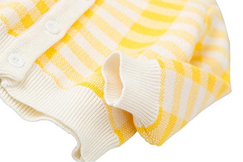 Cardigã de tricô pequeno para meninas da Wennikids com botão para 12M-6T, Grid Yellow, 5T