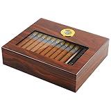 Dayear - Humidificador de cigarros de escritorio para 15-20 puros (puros no incluidos), estuche de madera hecho a mano con higrómetro y humidificador, caja de almacenamiento de humo cubano