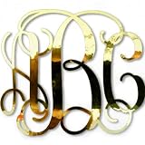 (Gold Chrome) Custom Vine Monogram Initials Vinyl Decal/Bumper Sticker for Cars YETI Cup Laptop (5"x