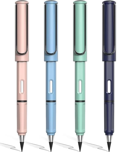 Image of Everlasting Pencil - Infinite Inkless Magic with Eraser, Portable Reusable & Erasable Writing Pencil (4 Pcs, Multicolor)