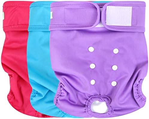 Wegreeco Washable Reusable Premium Dog Diapers, Medium, Bright Color, for Female Dog, Pack of 3
