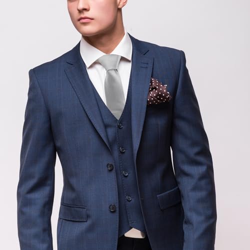 Set de corbata para hombre con pañuelo y gemelos miniatura 4