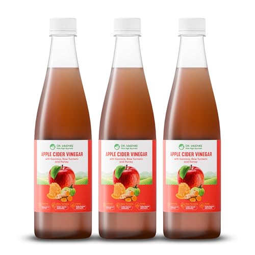 Image of Dr. Vaidya Apple Cider Vinegar Juice | Natural ACV Juice for Weight Loss & Detox | Aids Digestion & Gut Health | Metabolism Booster | ACV Detox Drink Fat Burner for Men & Women | 450ml, Pack of 3