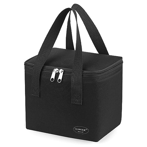 TEAMOOK Cool Bag Lunch Bag 6 Cans, Black