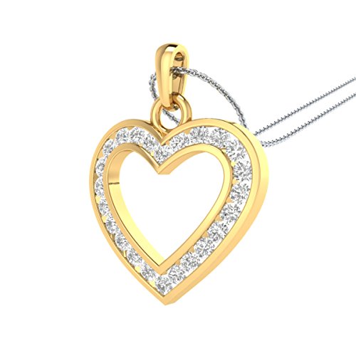 Animas Jewels 0.25 Cttw Dgla Certified Diamond Heart Pendant Necklace 14K Yellow Gold (I-J Color. I1 Clarity) Channel Set For 18" Silver Chain #TOP1