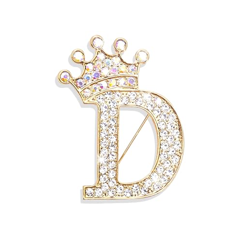 Image of Brooches and Pins for Women A-Z Letter Rhinestone Brooch Pin Jewelry Gifts