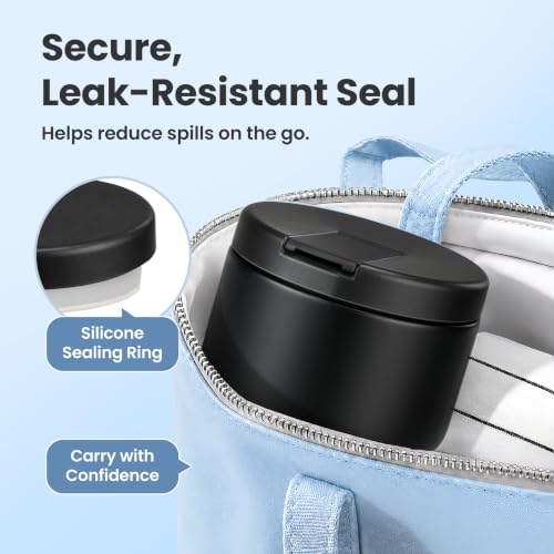 Image of Pawtong 12oz Insulated Vacuum Food Jar with Buckle Lid Wide Mouth Soup Thermo for Hot Food Kids Leakproof Stainless Steel Lunch Container- Black- 1Pack