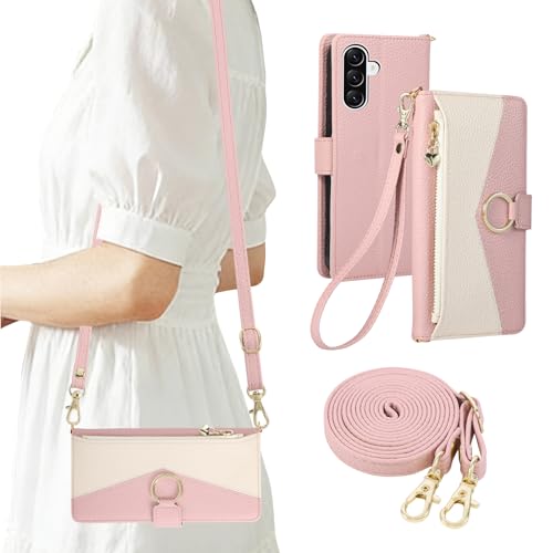Rosbtib Galaxy A36 5G �P�[�X �蒠�^ �M�����N�V�[A36 �P�[�X �蒠�^ �V�����_�[ �����O�t�� �X�}�z�P�[�X 6.7�C���`�Ή� Galaxya36 �蒠�^�P�[�X ������� 2�F�p�b�`���[�N �g�уJ�o�[ ���킢�� ���� �V���v�� �J�[