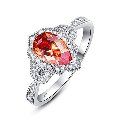 Pakula Silver Tone Women Fashion Jewelry Simulated Morganite Teardrop Gemstone Finger Ring Teen Girls Wife Party Gifts Size 8 #TOP2
