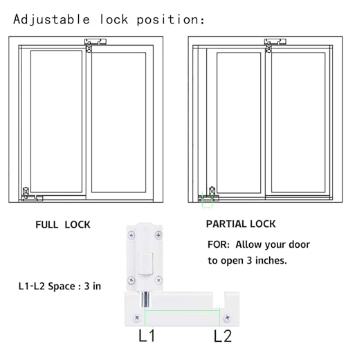 1 Pcs Sliding Door Security Foot Lock Kick Lock, Sliding Patio Door Lock for Secondary Childproof Additional Security, Top and Bottom Fits for Most Glass Sliding Doors and Windows - Thumbnail 2