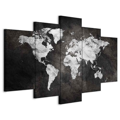 murando Acoustic Canvas Wall Art World map picture with acoustic foam sound absorption print image Artwork 5 pcs room acoustics soundproofing Concrete