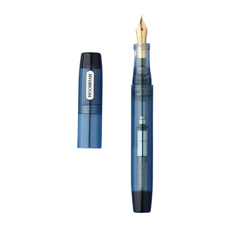 Stylo transparent bleu brume rechargeable avec plume en encre iridium