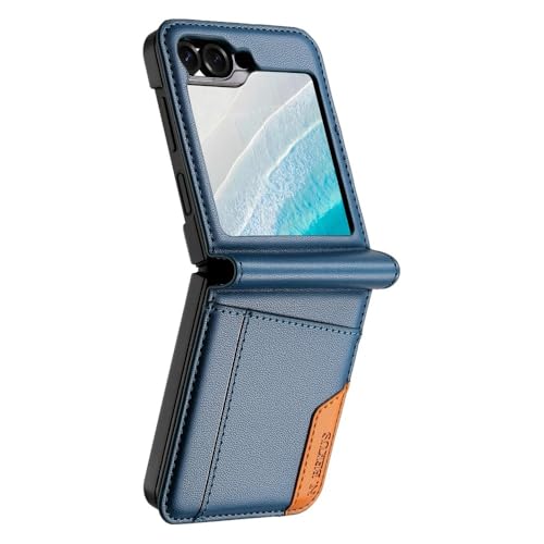 Coque Samsung Galaxy Z Flip 5 bleue étui à rabat en cuir pour vos déplacements quotidiens