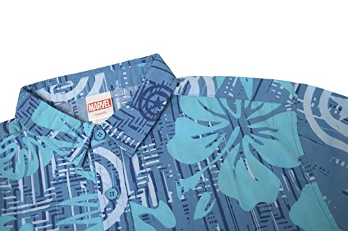 Marvel Men's Button Down Shirt, Blue/Aqua Cap Island, X-Large #TOP4