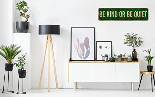Civotil Inspirational Quotes Wall Décor - Rustic Tin Signs For Country Farm Living - Be Kind Or Be Quiet (4" X 16") #TOP5