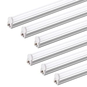 Barrina (6 Pack LED T5 Integrated Single Fixture, 4FT, 2200lm, 6500K Super Bright White, 20W Utility LED Shop Light, Ceiling and Under Cabinet Light, Corded Electric with ON/Off Switch, ETL Listed