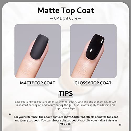 Gaoy Matte Gel Top Coat For Gel Nail Polish, 16Ml No Wipe Matte Finish For Long Lasting Uv Gel Nail Art Diy #TOP2