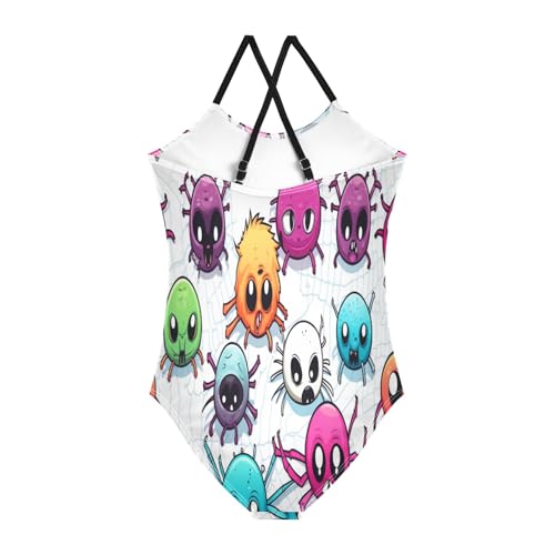 Colorful Spider Girls One-Piece Swimsuit Beach Bathing Suit2