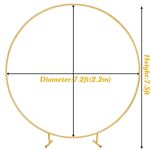 Rubfac Round Balloon Arch Stand Kit, 7.2Ft Metal Circle Balloon Arch Frame Gold Wedding Arch For Birthday Party Supplies Wedding Graduation Baby Shower Event Photo Background Decorations #TOP1