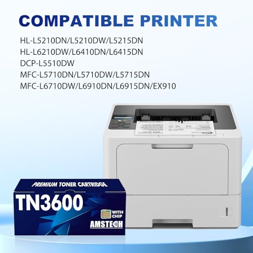 TN3600 TN-3600 Kompatible für Brother TN 3600 TN3600XL Toner für Brother HL-L5210DN HL-L5210DW HL-L5215DN HL-L6210DW HL-L6410DN HL-L6415DN MFC-L5715DN MFC-L6710DW DCP-L5510DW 1-Schwarz (Mit Chip)