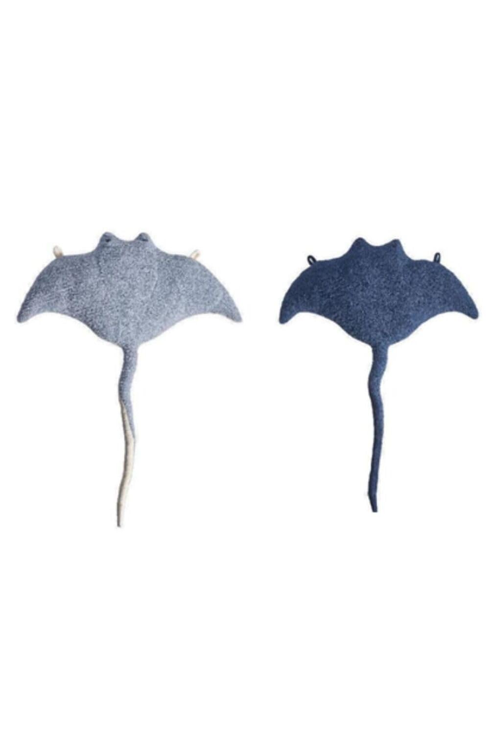 Zestaw 2 pluszowych pluszaków dla dzieci z formado do mantarraya azul claro y mantarraya azul ciemny