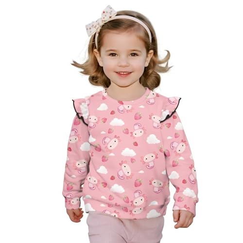 Kids Crewneck Pullover Long Sleeve Ruffle Casual Pullover Top T-Shirt Toddler Girl School Outdoor Sports Sweatshirt