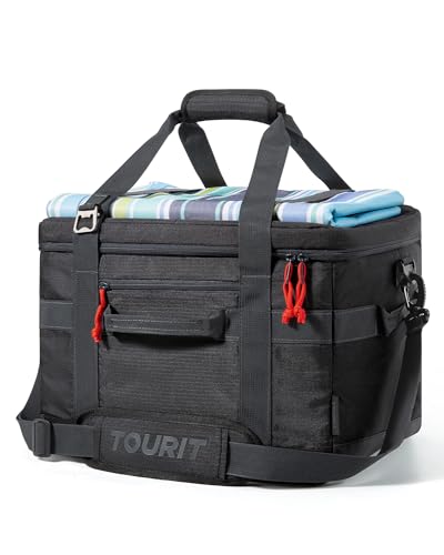 TOURIT Insulated Collapsible Cooler Bag for 60 Cans, 40L Soft Cooler Bag for Picnic, Beach, Work, Trip, Black