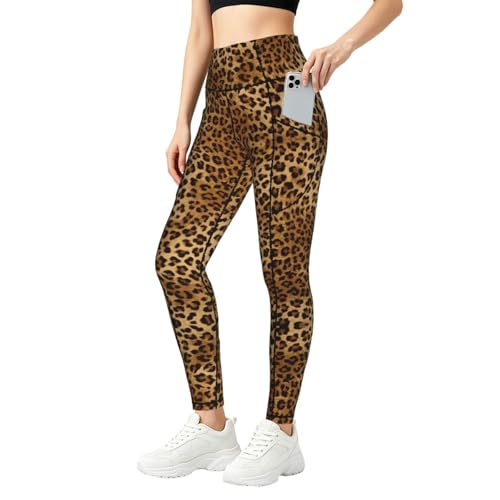 Leggings de leopardo con bolsillos laterales y tejido moldeador fitness
