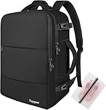 Taygeer Ryanair Handgepäck 40x30x20, Rucksack Handgepäck Flugzeug 24L Leicht, Rucksack 40x30x20 mit 15.6 Zoll Laptopfach, Klein Reiserucksack für Weekender, Kurze Tirp, Schwarz