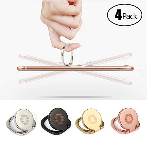 4 Stücke Universal Handyhalter Finger Ring - 4 Farben - 360° freidrehbar Smartphone Halterung Handyständer Haltegriff Selfie Ringhalter für iPhone?Samsung?Pad, Huawei p20 Pro Weihnachten Geschenk