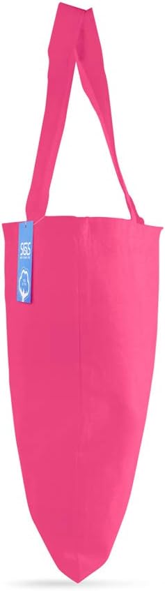 Simply Green Solutions Reusable Cotton Cloth Grocery Craft Bag, 15 x 16 Reusable Tote with Handle, Pack of 5, Hot Pink - Image 4