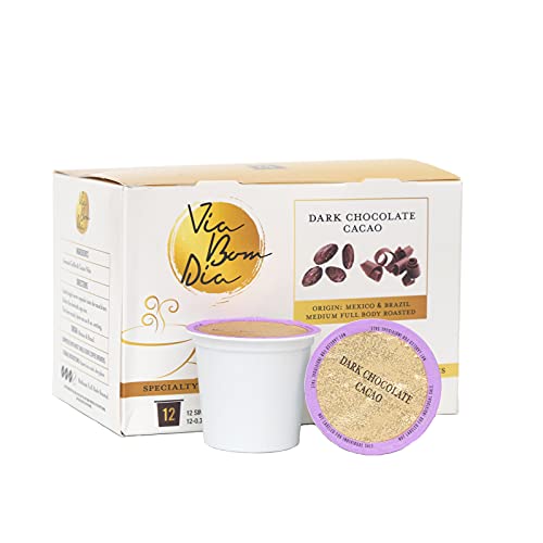 Via Bom Dia Naturally Flavored Kcup Coffee Pods, Dark Chocolate Flavor, 12 Count (Pack of 1), for Single-Serve Keurig Machines