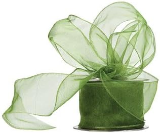 UKIYO | Organza Ribbon (Color Variations Inside)(Length-35 Meters,Width-1 Inch) | Ribbon for Gift Wrapping,Gift Bows Making,Party Decoration,Bags Handle. (Olive Green)