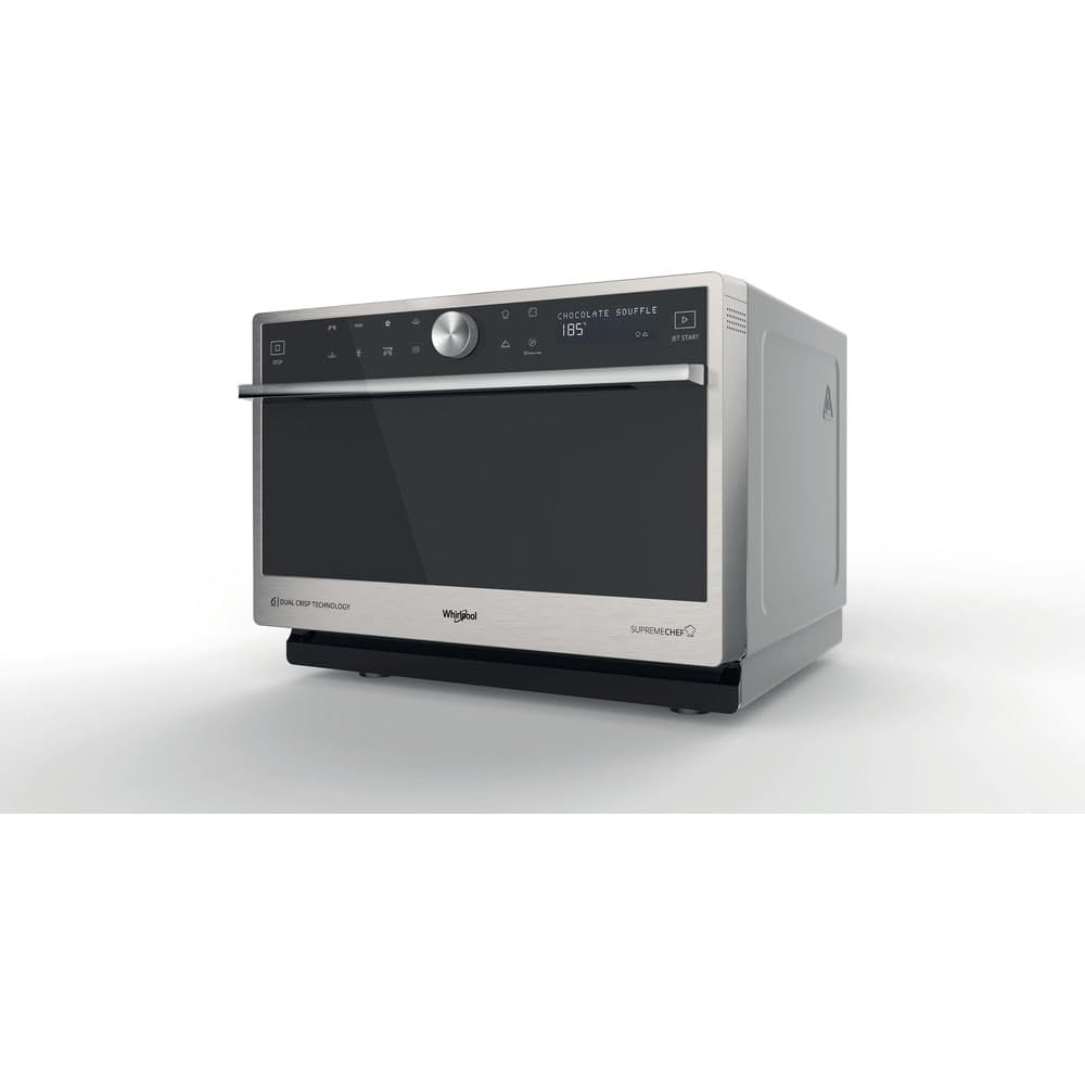 WHIRLPOOL MWSC 9133 SX - Forno Microonde Combinato, 33L, 1000W, 7 Livelli Potenza, Grill, Vapore, Crisp, Ventilato - Tecnologia Cottura Ottimale Automatica, Elettrodomestici Cucina - 49L x 37,3H x 54P