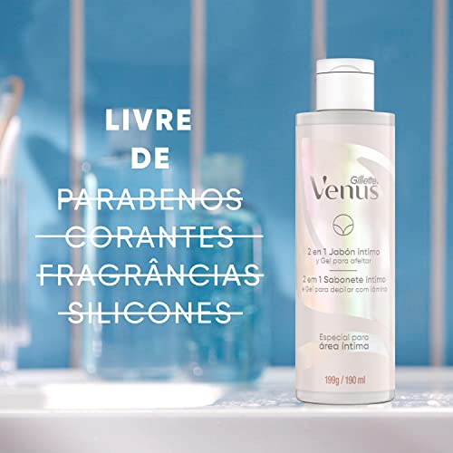 Gillette Venus 2 em 1 Sabonete íntimo e Gel para Depilar com Aparelho de Depilação Venus para Área í