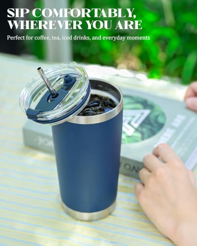 avodvo 20oz Tumbler with 2 Lids and Straw, Stainless Steel Travel Mug - image 6