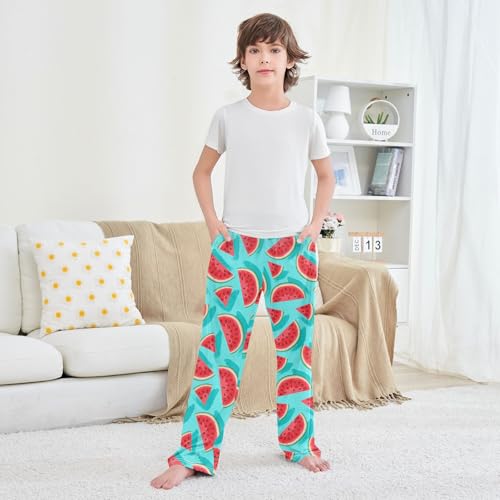 Boys' Pants Red Watermelon Blue Pattern Long Bottoms Jogger Pants Elastic Waist Trousers with Pockets S-XL3