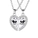 Produktbild 2 Stück Damen Kette Anhänger Silber mit Strass für Paar Pärchen,Herz Freundschaftsketten Best Friends Haslkette Gravur Panda , Schmuck Partnerketten für beste Freunde,Liebhaber und Couple Geschenke