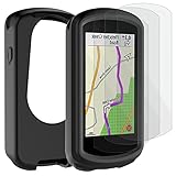 Dotoen Silicone Funda+3 Protector de Pantalla, Protector de Pantalla de Cristal Templado Compatible con Garmin Edge 1030, Accesorios para Ordenador de Bicicleta GPS(Black)