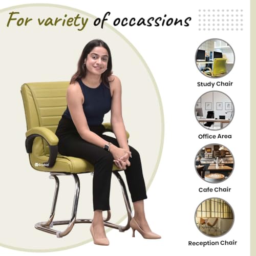 Image of RATISON Special Director Principal Manager Office Visitor with arm Rest with Double Pipe Frame and Cushioned seat Back (3, Green, Double Pipe Frame)
