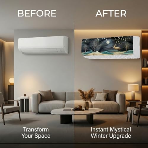 Image of Split AC Cover 1 ton, 1.5 ton to 2 Ton |Designer Digital Print Indoor AC Dust Cover | Stretchable Lycra Fabric | 38x12x9 Inch | Washable Polyester AC Indoor Unit Cover | Dust Dirt Resistant