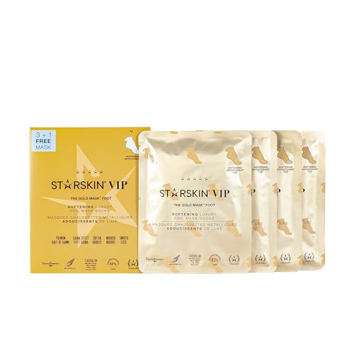 STARSKIN VIP Gold Mask Foot (4 Pieces), Softening Foot Mask for all Skin Types, Korean Skin Care, Hydrating and Moisturizing with Shea Butter and Rose Oil, K Beauty Skincare