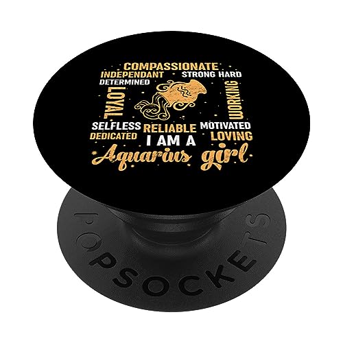 Aquarius Girl Birthday Astrology Zodiac Sign Women PopSockets PopGrip Intercambiable