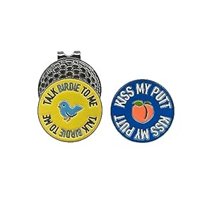 Talk Birdie to Me – Funny Emoji Golf Ball Marker with Hat Clip – Men’s and Women’s Golf Novelty Gift (Set Includes 2 Removable Golf Ball Markers, 1 Magnetic Hat Clip)