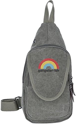 Gangster Ish Colorful Rainbow Canvas Chest Pack Crossbody Bag Travel Bag Hiking Bag Shoulder Backpack ForestGreen
